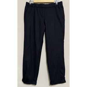 J. Crew Women's Black 100% Wool Cafe Capri Pants Cuffed 8 Flattering Cropped Fit